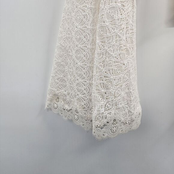 Victoria’s Secret Bodysuit XS Nude Lace Bell Sleeve Coquette Coastal Boho Chic - Picture 10 of 11